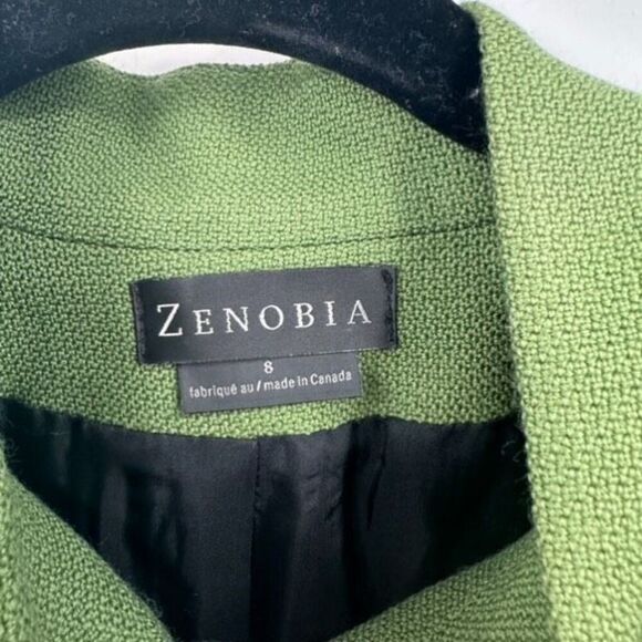 Zenobia 100% Virgin Wool Green Textured Pintuck Blazer Pear Green Size 8 - Picture 2 of 11